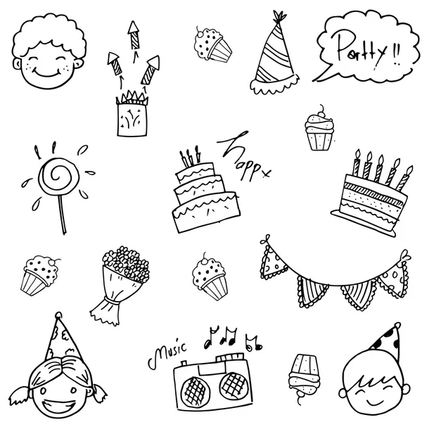 Χαριτωμένο doodle γενεθλίων για τα παιδιά — Διανυσματικό Αρχείο