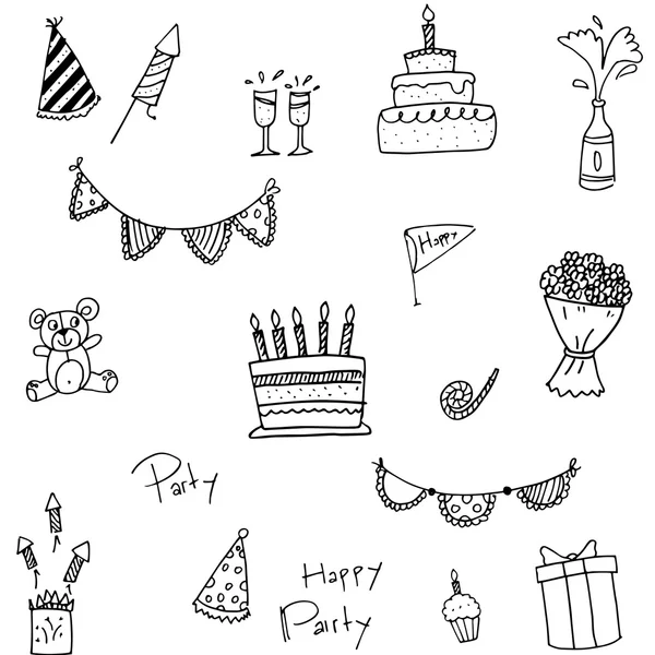Doodle de elemento fiesta de cumpleaños — Vector de stock