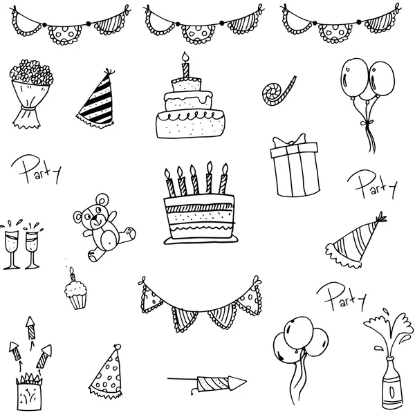 Doodle de aniversário definido para crianças —  Vetores de Stock