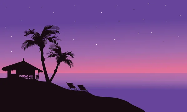 Silhouette de cabane à la plage en été — Image vectorielle
