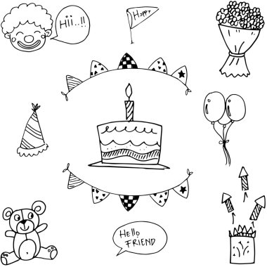 Çocuklar için doğum günü partisi doodle