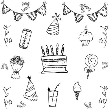 Doğum günü çocuklar doodle sanat için