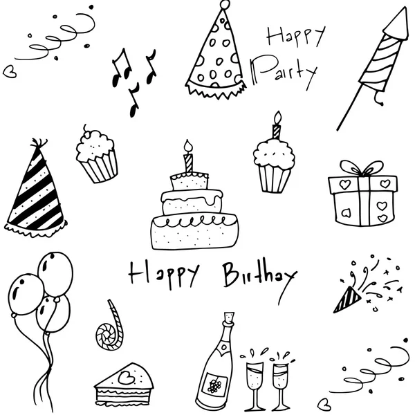 Set of party doodles on white background. — Stock Vector