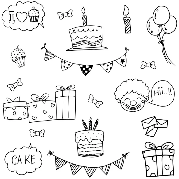 Ορισμός πάρτι γενεθλίων doodle — Διανυσματικό Αρχείο