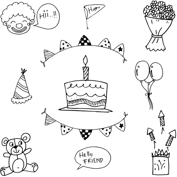 Para niños doodle fiesta de cumpleaños — Archivo Imágenes Vectoriales