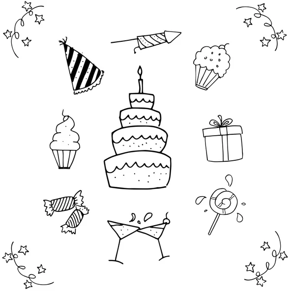 Elemento Doodle vector cumpleaños — Archivo Imágenes Vectoriales
