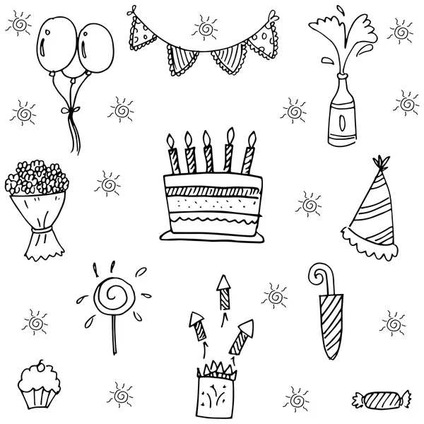 Вечеринка для детей день рождения каракули векторного искусства — стоковый вектор