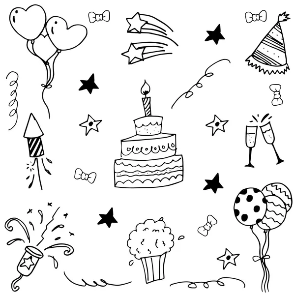 Elemento cumpleaños doodle vector de arte — Vector de stock