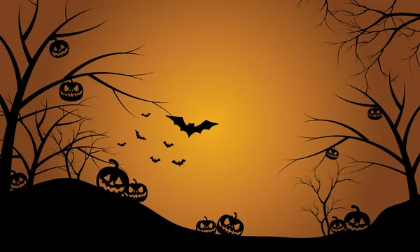 Dynie w scenerii wzgórz Halloween — Wektor stockowy