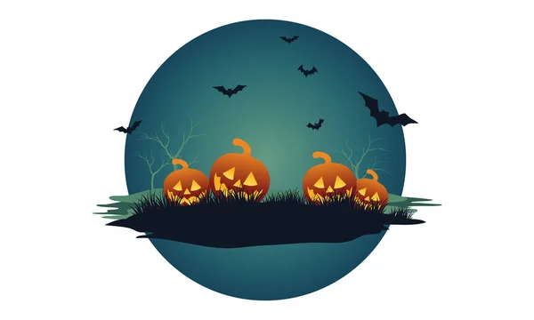 Zucche e pipistrelli di Halloween — Vettoriale Stock