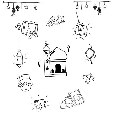 Mousque ve set eid mubarak doodle