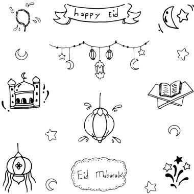 Doodle vektör sanat mutlu bayram