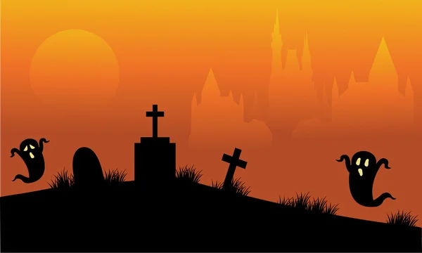Призрак Хэллоуина в гробнице — стоковый вектор