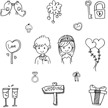 Doodle şirin düğün