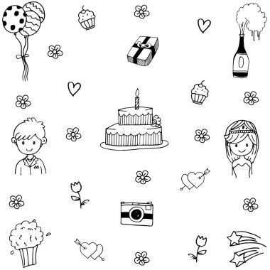 Eleman düğün doodle vektör