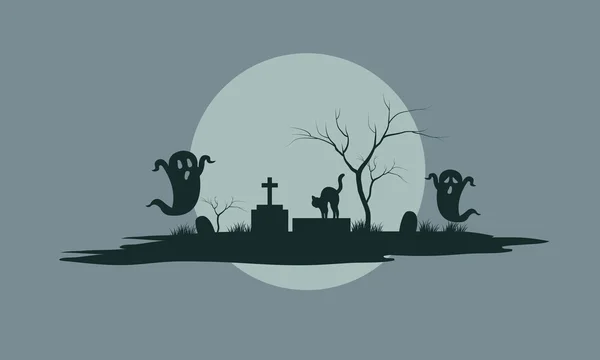 Fantasma nella tomba spaventoso Halloween — Vettoriale Stock