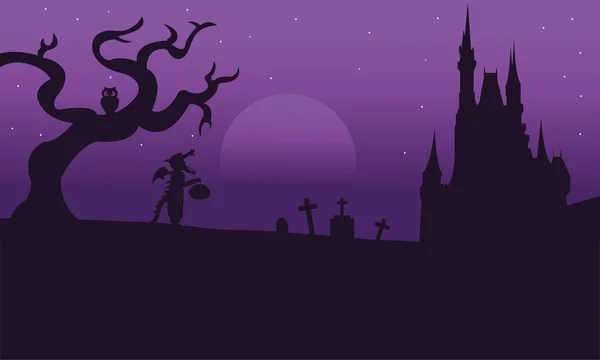 Enge Halloweesn achtergrond van silhouet — Stockvector