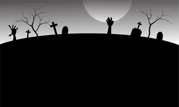 Sziluettjét temető a Halloween — Stock Vector