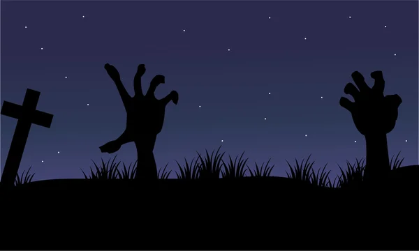 Halloween hand zombie of silhouette — Stock Vector