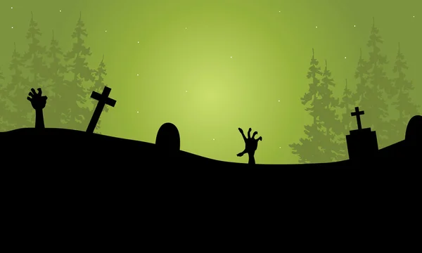 Halloween kézzel zombi sírban — Stock Vector