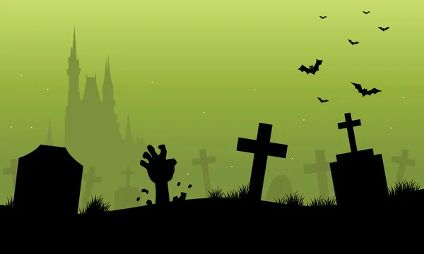 Sfondi verdi scenario di Halloween — Vettoriale Stock