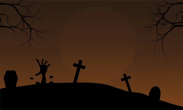 Fondos marrones Halloween zombi mano — Vector de stock