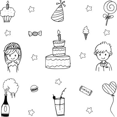 Doodle vektör sanat düğün