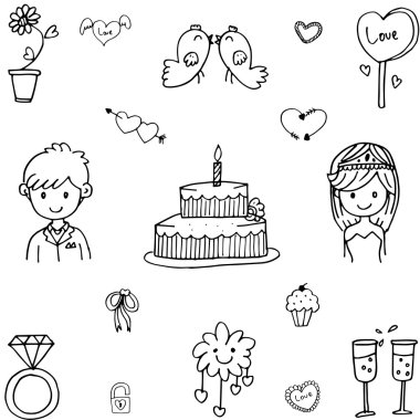 Şirin doodle düğün