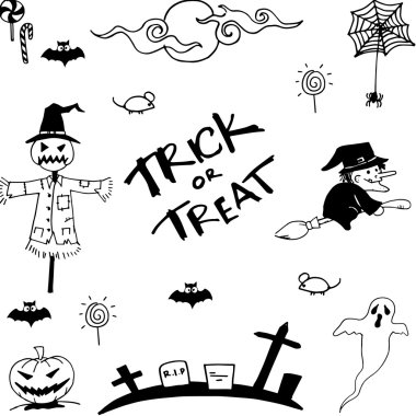 Doodle Cadılar Bayramı vektör sanat