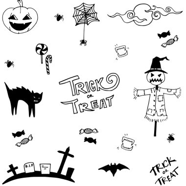 Korkunç Cadılar Bayramı doodle vektör sanat