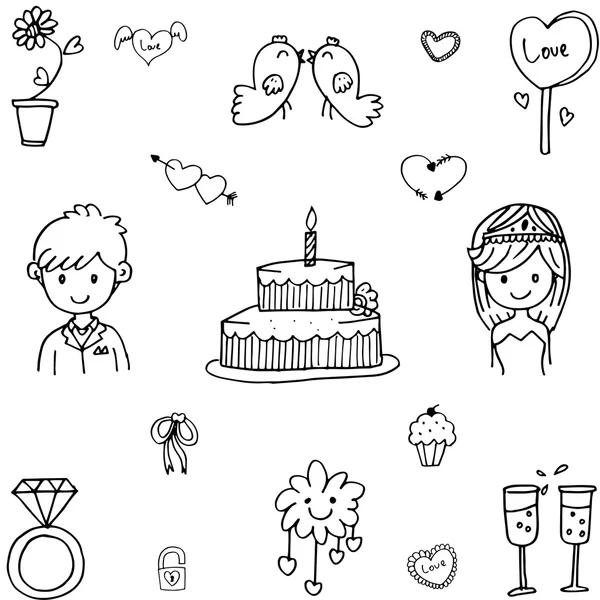 Linda fiesta de boda doodle — Archivo Imágenes Vectoriales