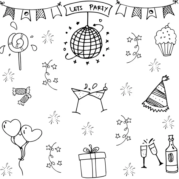 Party im Doodle-Element — Stockvektor