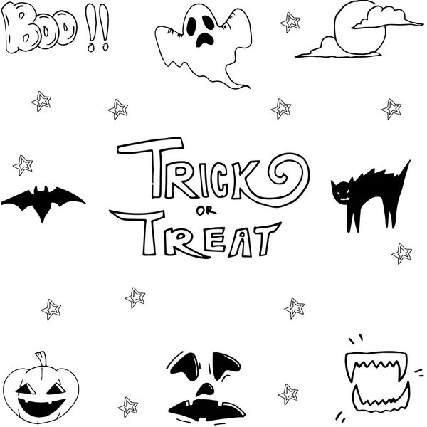 Uppsättning av halloween skrämmande doodle — Stock vektor