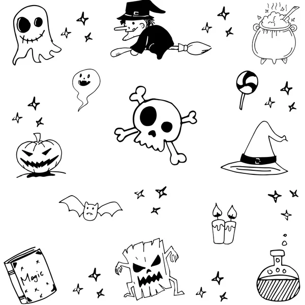 Halloween häxa magic doodle — Stock vektor