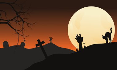 Cadılar Bayramı el zombi ve gece kedi