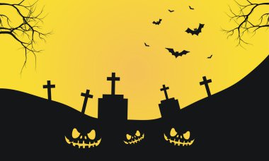 Mezar ve korkutucu yüz yapısı ile Halloween