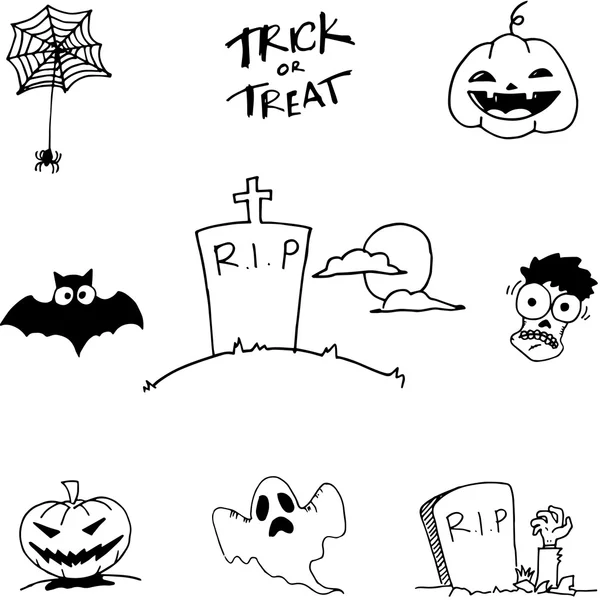 Černá bílá halloween v doodle — Stockový vektor