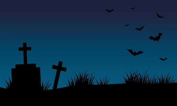Graves y murciélagos fondos de Halloween — Vector de stock