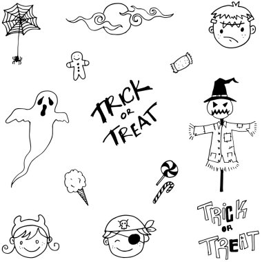 Doodle Cadılar Bayramı hayalet ve yüz