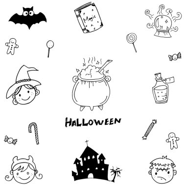 Cadılar Bayramı öğe büyüye doodle
