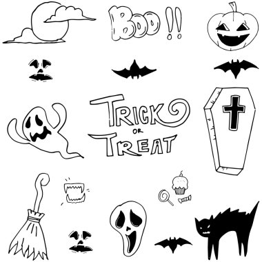 Set halloween koleksiyon doodle