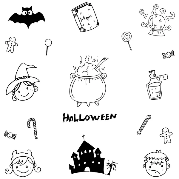 Halloween-Element Magie im Doodle — Stockvektor