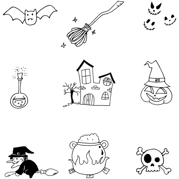 Elemento halloween doodle flat — Vetor de Stock