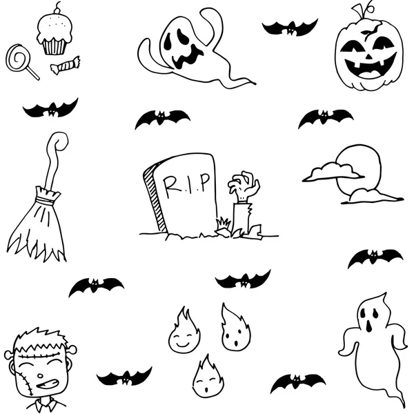 Geisterhalloween im Doodle Hand Draw — Stockvektor