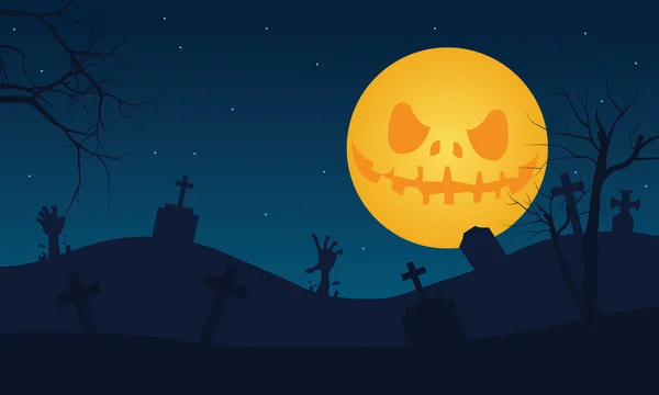 Halloween sír és ijesztő Hold — Stock Vector