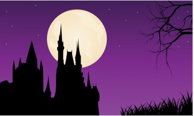 Silhouette kale ve dolunay