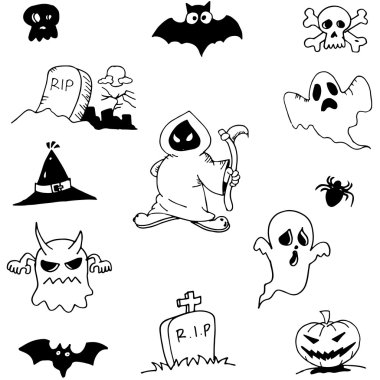 Karakter hayalet Cadılar Bayramı doodle içinde