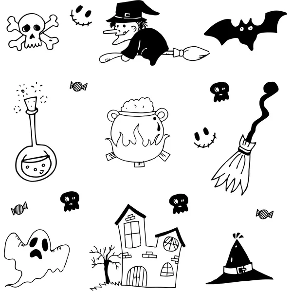 Halloween ambientato in doodle stock — Vettoriale Stock