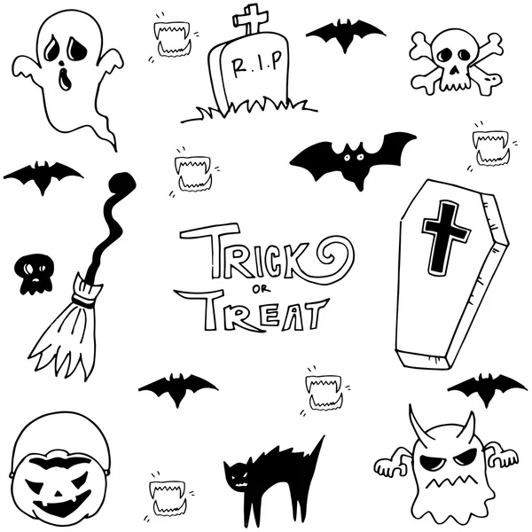 Halloween kočka a ghost doodle — Stockový vektor