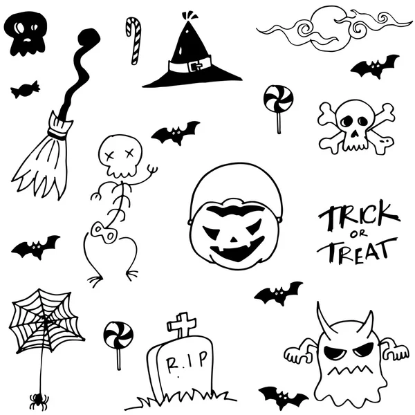 Halloween enge in doodle set — Stockvector